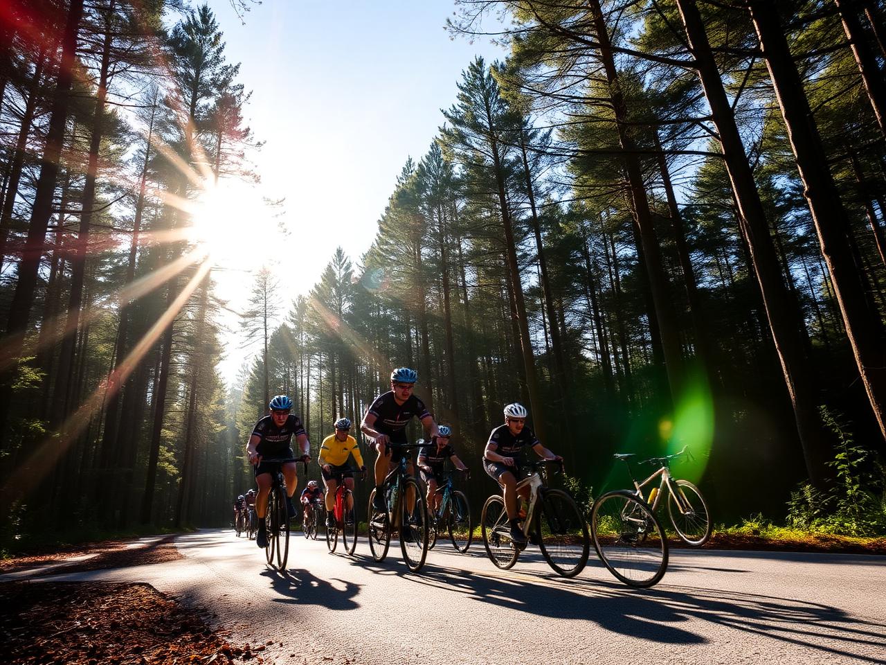 Grupo de ciclistas em pedal guiado